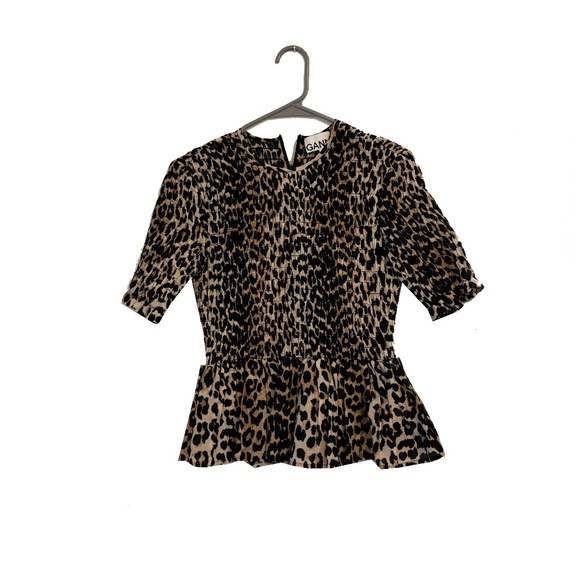 GANNI Animal Print Crew Neck Top size XS/ US 2 - Picture 7 of 9